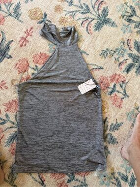 Free People Gray Sleeveless Mock Neck Tank Top